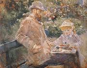Berthe Morisot Manet and his daughter oil on canvas